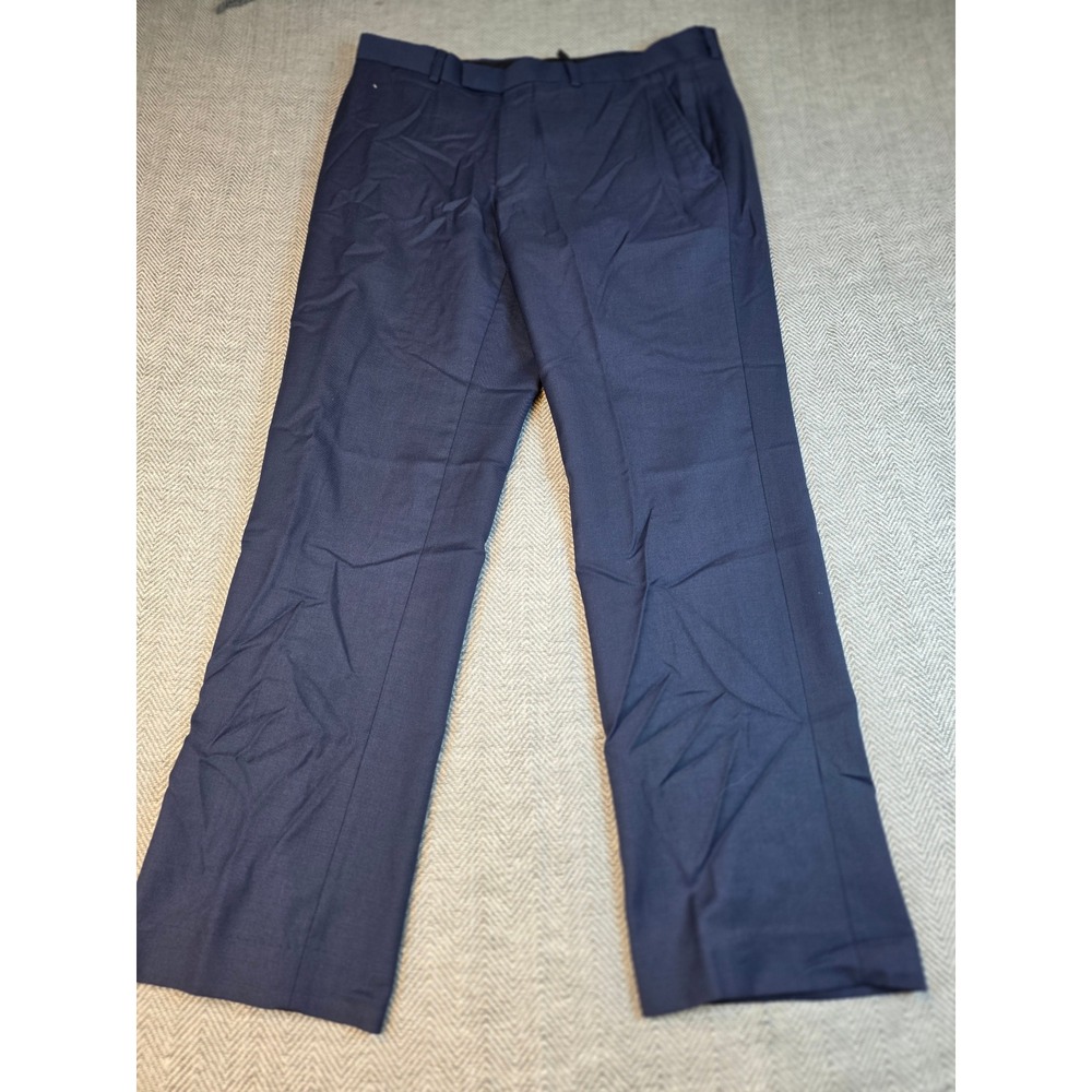 Kenneth Cole New York Mens 34W 30L Navy Blue Wool Blend Dress Pants Slacks DQ812